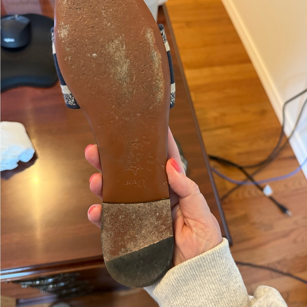 Christian Dior navy and cream Slides size 40 - Picture 8 of 14